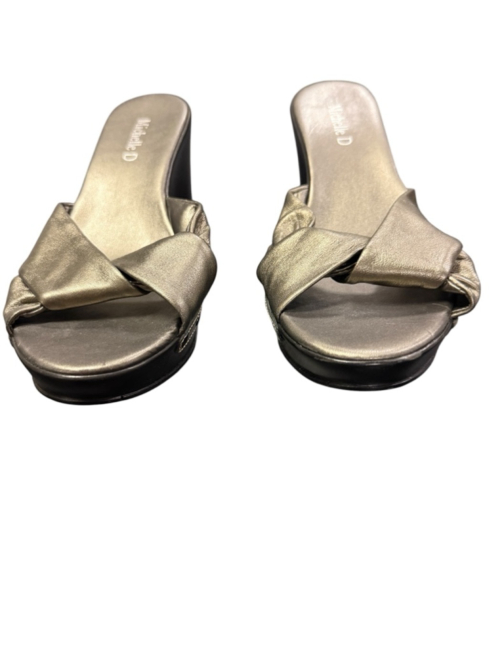 Women's Michelle D Gold & Black Wedge Sandals Size 9M